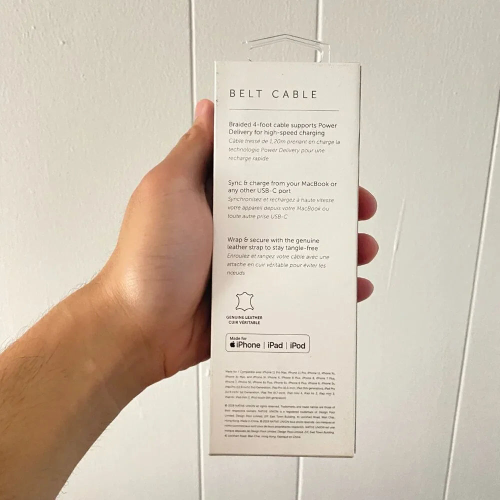 Native Union Belt Cable USB-C /8 Pin (Apple) - 4ft / 1.2m- Rose / Pink